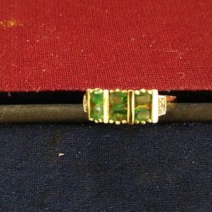 Stauer Emerald/Diamond Ring, 14k over Sterling